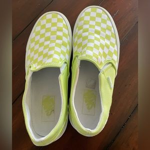 Lime green checkered Vans